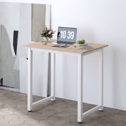 HOMCOM Computer Desk Dining Table Writing Table with Metal Frame, White