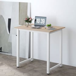 HOMCOM Computer Desk Dining Table Writing Table with Metal Frame, White