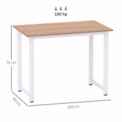 HOMCOM Computer Desk Dining Table Writing Table with Metal Frame, White