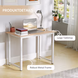 HOMCOM Computer Desk Dining Table Writing Table with Metal Frame, White - Additional view 4