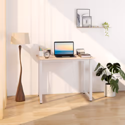 HOMCOM Computer Desk Dining Table Writing Table with Metal Frame, White - Additional view 6