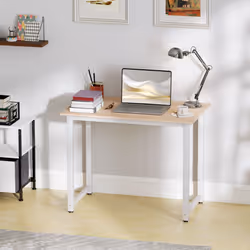 HOMCOM Computer Desk Dining Table Writing Table with Metal Frame, White - Additional view 7