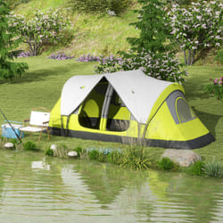 Outsunny 2 Room Camping Tent with Waterproof Rainfly & Screen Panels - Yellow