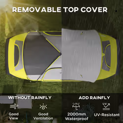 Outsunny 2 Room Camping Tent with Waterproof Rainfly & Screen Panels - Yellow