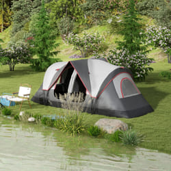 Outsunny 2 Room Camping Tent with Waterproof Rainfly & Screen Panels - Grey