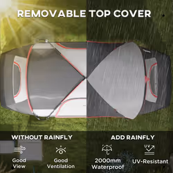 Outsunny 2 Room Camping Tent with Waterproof Rainfly & Screen Panels - Grey