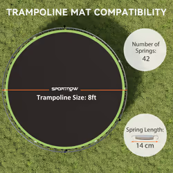 SPORTNOW Trampoline Mat with 42 V-Hooks, for 8ft Trampoline, Green