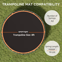 SPORTNOW Trampoline Mat with 42 V-Hooks, for 8ft Trampoline, Orange