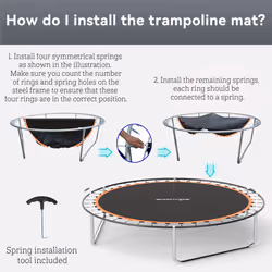 SPORTNOW Trampoline Mat with 42 V-Hooks, for 8ft Trampoline, Orange - Additional view 5