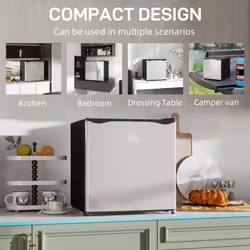 HOMCOM 46L Counter Top Fridge with Chiller Box Mini Fridge for Bedrooms Silver - Additional view 6
