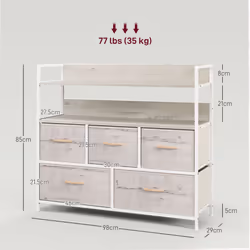 HOMCOM Bedroom Chest of Drawers 5 Drawer Dresser w/ Shelves, Natural