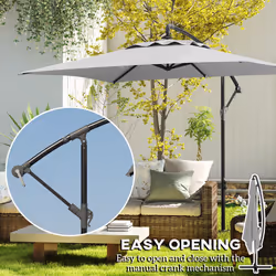 Outsunny 3 m Cantilever Parasol with Cross Base, Crank Handle, Light Grey