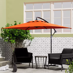Outsunny 3 m Cantilever Parasol with Cross Base, Crank Handle, Orange - Additional view 6