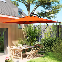 Outsunny 3 m Cantilever Parasol with Cross Base, Crank Handle, Orange - Additional view 7