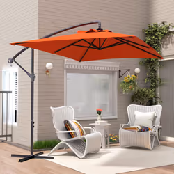 Outsunny 3 m Cantilever Parasol with Cross Base, Crank Handle, Orange - Additional view 8