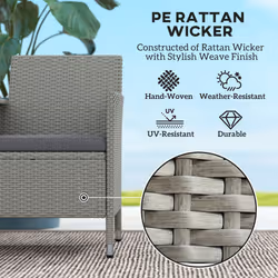 Outsunny Rattan Chair Garden Furniture Patio Companion Love Seat Table Grey