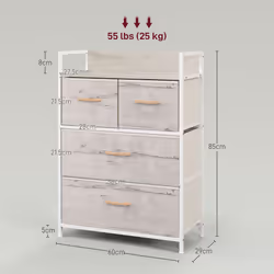 HOMCOM Bedroom Chest of Drawers 4 Drawer Dresser w/ Shelf, Natural