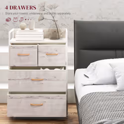 HOMCOM Bedroom Chest of Drawers 4 Drawer Dresser w/ Shelf, Natural