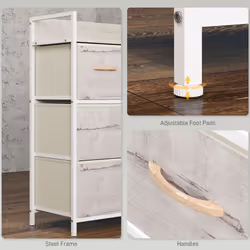 HOMCOM Bedroom Chest of Drawers 4 Drawer Dresser w/ Shelf, Natural - Additional view 6