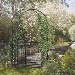 Outsunny Metal Garden Arch with Double Gate, Garden Arbor Climbing Plants
