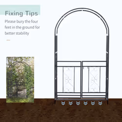Outsunny Metal Garden Arch with Double Gate, Garden Arbor Climbing Plants - Additional view 4