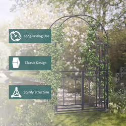 Outsunny Metal Garden Arch with Double Gate, Garden Arbor Climbing Plants - Additional view 5