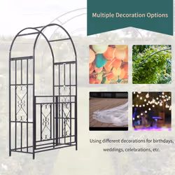 Outsunny Metal Garden Arch with Double Gate, Garden Arbor Climbing Plants - Additional view 6