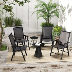 Outsunny 4-PCS Garden Armchairs Outdoor Patio Folding Furniture Black