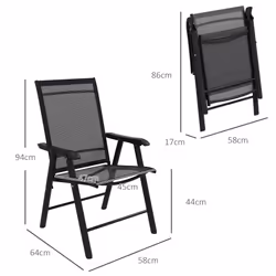 Outsunny 4-PCS Garden Armchairs Outdoor Patio Folding Furniture Black