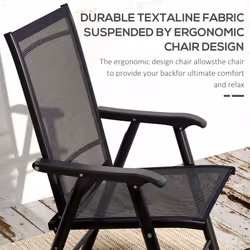 Outsunny 4-PCS Garden Armchairs Outdoor Patio Folding Furniture Black