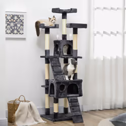 PawHut Cat Tree Scratcher Activity Centre, Scratching Post w/ Cat House, Bed