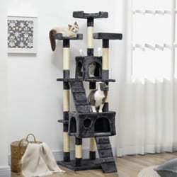 PawHut Cat Tree Scratcher Activity Centre, Scratching Post w/ Cat House, Bed