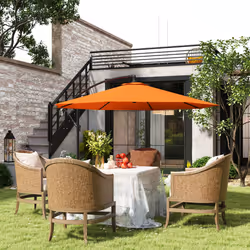 Outsunny 3(m) Cantilever Parasol Banana Umbrella w/ Crank, Orange