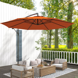 Outsunny 3(m) Garden Banana Parasol Cantilever Umbrella w/ Base, Orange