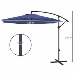 Outsunny 3(m) Garden Banana Parasol Cantilever Umbrella w/Crank& Base, Blue
