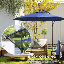 Outsunny 3(m) Garden Banana Parasol Cantilever Umbrella w/Crank& Base, Blue