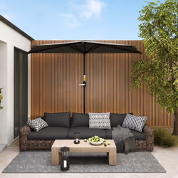 Outsunny 3(m) Half Round Parasol Garden Sun Umbrella w/ Crank Dark Grey