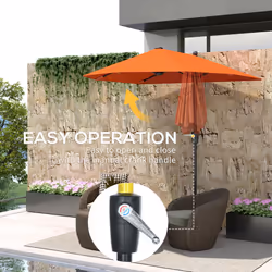 Outsunny 2m Half Garden Parasol Market Umbrella w/ Crank Handle, Orange
