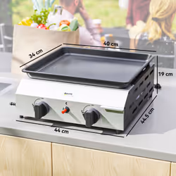 Outsunny Gas Grill, Gas BBQ with Non-Stick Griddle for Camping, Silver Tone
