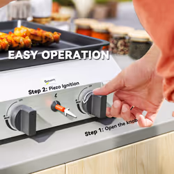 Outsunny Gas Grill, Gas BBQ with Non-Stick Griddle for Camping, Silver Tone - Additional view 4