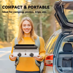 Outsunny Gas Grill, Gas BBQ with Non-Stick Griddle for Camping, Silver Tone - Additional view 5