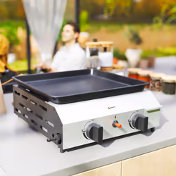 Outsunny Gas Grill, Gas BBQ with Non-Stick Griddle for Camping, Silver Tone - Additional view 7