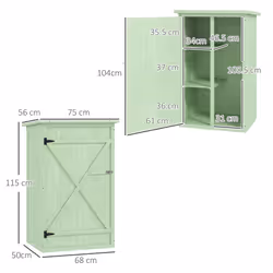Outsunny Garden Shed Outdoor Tool Storage w/ 2 Shelves 75 x 56 x115cm Green