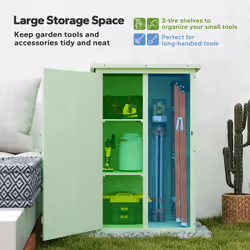 Outsunny Garden Shed Outdoor Tool Storage w/ 2 Shelves 75 x 56 x115cm Green