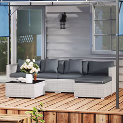 Outsunny 6 Pieces Rattan Furniture Set Garden Sofa Set Mixed Grey
