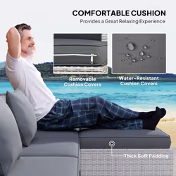 Outsunny 6 Pieces Rattan Furniture Set Garden Sofa Set Mixed Grey - Additional view 4