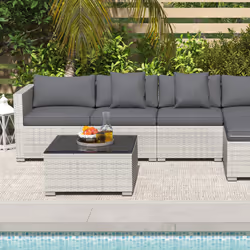 Outsunny 6 Pieces Rattan Furniture Set Garden Sofa Set Mixed Grey - Additional view 6