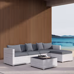 Outsunny 6 Pieces Rattan Furniture Set Garden Sofa Set Mixed Grey - Additional view 7