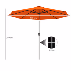 Outsunny 3(m) Garden Umbrella Outdoor Sunshade Canopy w/ Tilt & Crank Orange