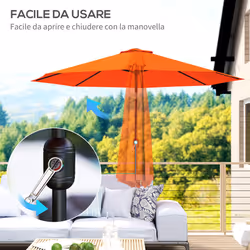 Outsunny 3(m) Garden Umbrella Outdoor Sunshade Canopy w/ Tilt & Crank Orange